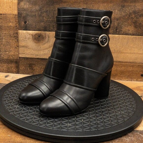 Lanvin Shoes - LANVIN OLIVER WOMENS BOOTS BLACK LEATHER BOOTIES DOUBLE STRAP CASUAL SZ 9.5B